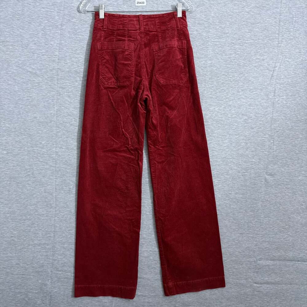 Anthropologie Maeve Women's Size 26 Red Corduory The Colette Wide Leg Crop Pants - Picture 2 of 12